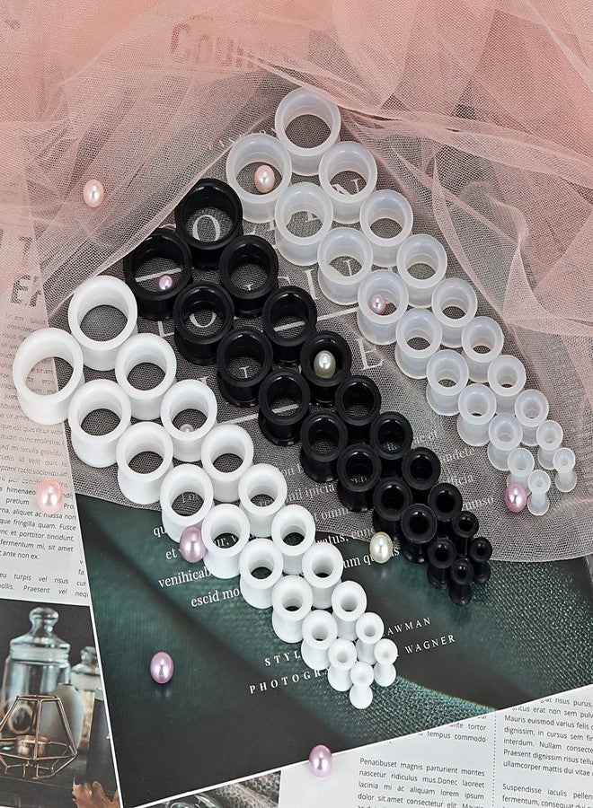 Qmcandy 3 Pairs Black White Clear Thick Silicone Tunnels Flexible Ear Skin Gauges for Ear 25mm - Image 4